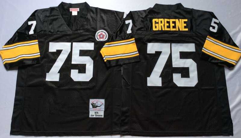 Steelers 75 Joe Greene Black M&N Throwback Jersey->nfl m&n throwback->NFL Jersey